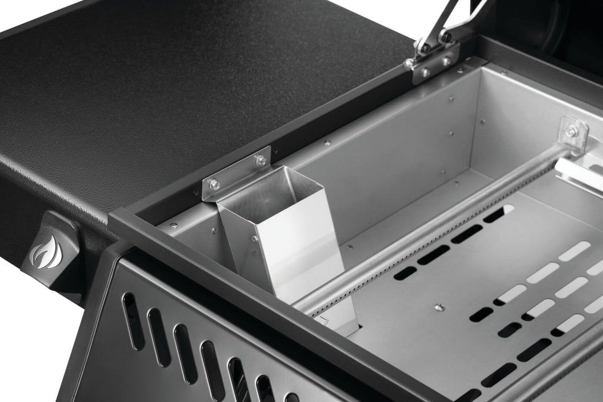Napoleon Freestyle 24 gas griddle — Grease collection area beneath cooktop