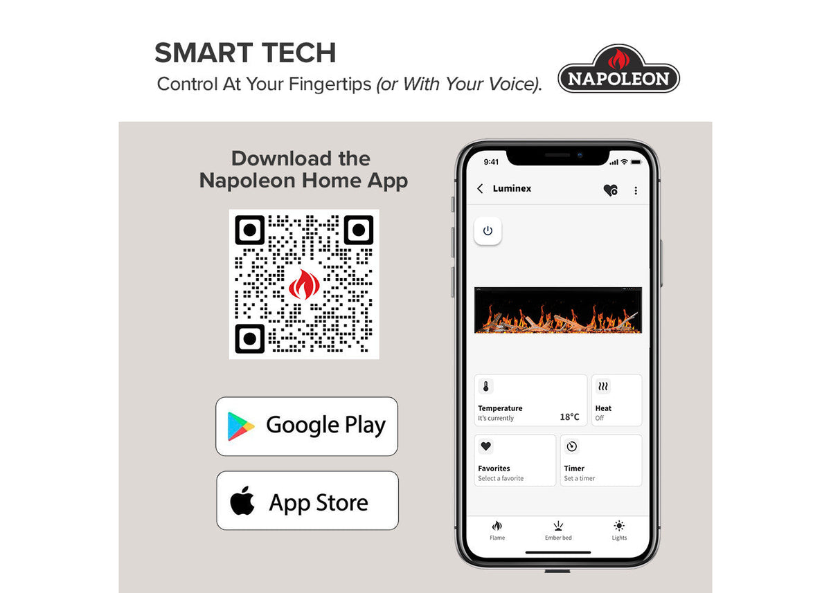 Napoleon Luminex Napoleon Home app and voice-control features