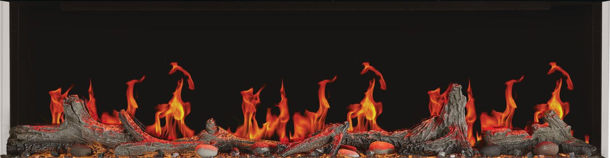 Napoleon Luminex 65 orange flame setting; optional birch logs shown