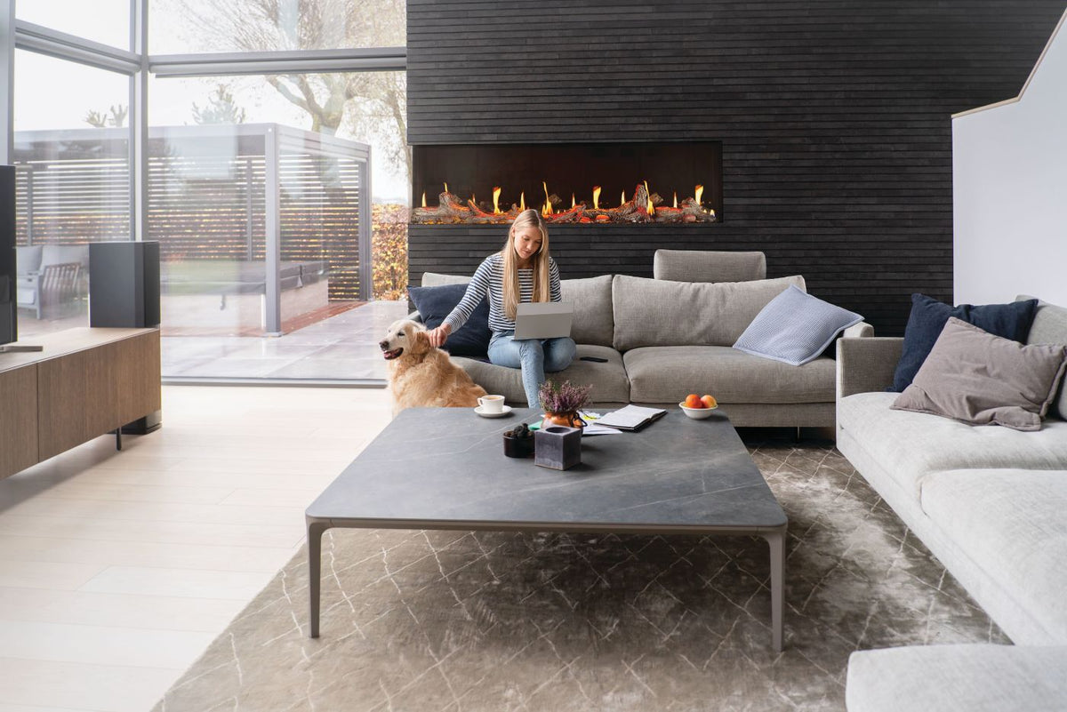 Napoleon Luminex two-sided corner installation in a living room