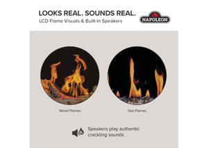 Napoleon Luminex LCD flame patterns and built-in speaker overview
