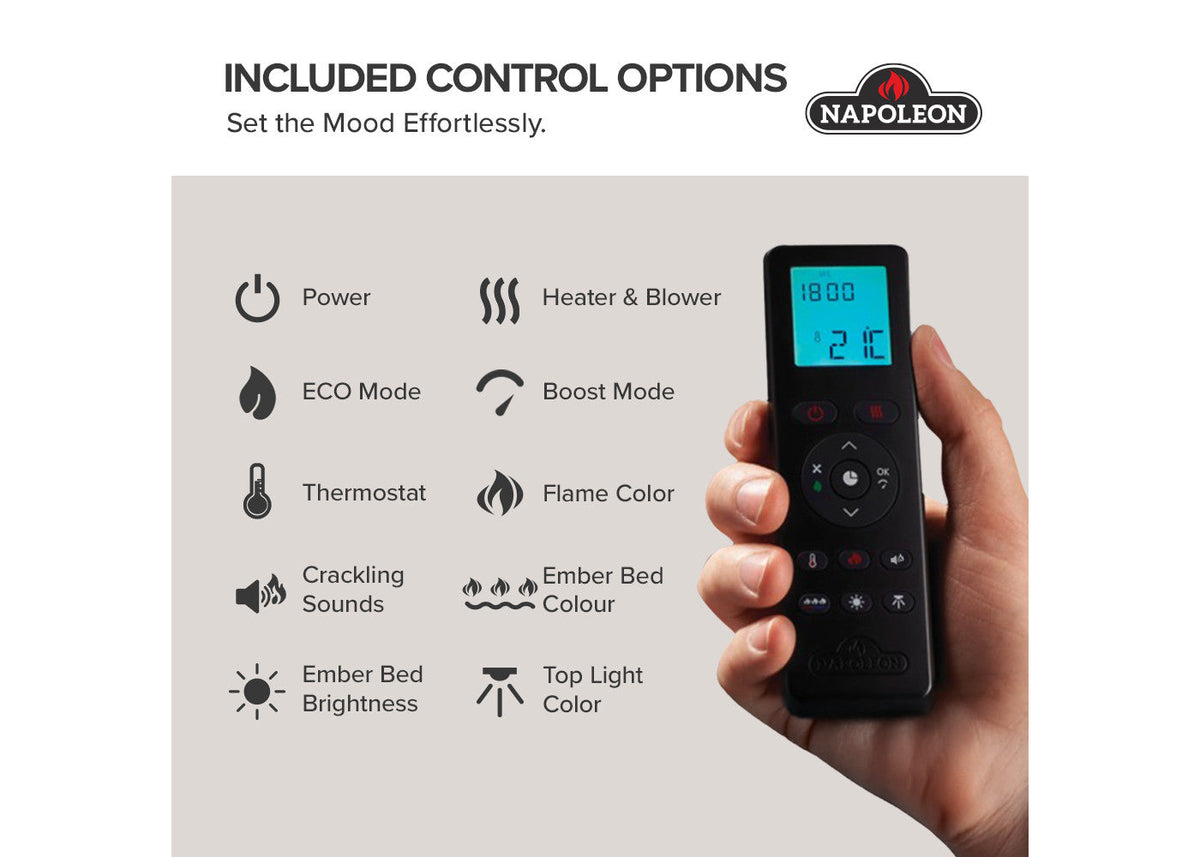 Napoleon Luminex included remote and available controls