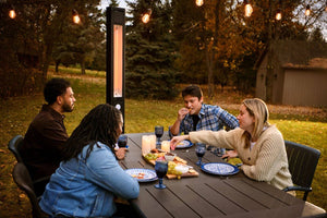Napoleon Phantom infrared heater beside outdoor seating