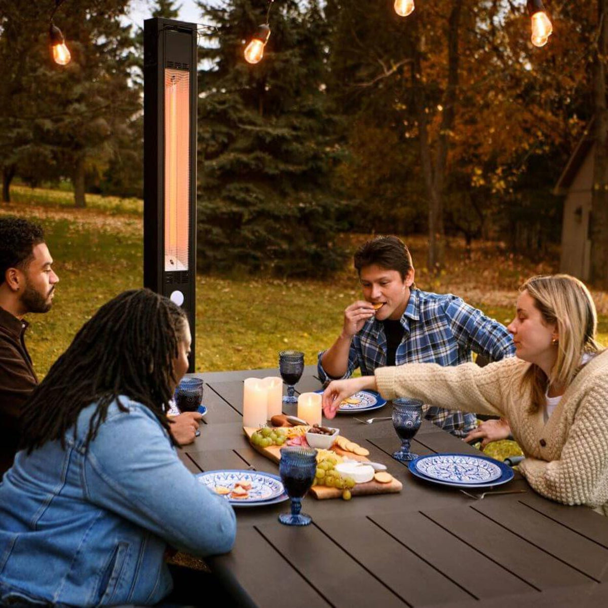 Napoleon NEOFV80IH Phantom Freestanding 1500W Electric Infrared Patio Heater - By Table - Lifestyle