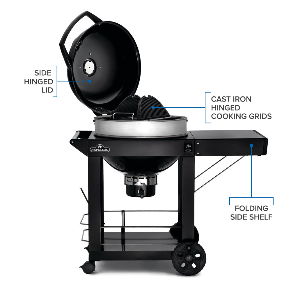 Napoleon PRO22K-CART-3 black charcoal grill – manufacturer product view 9