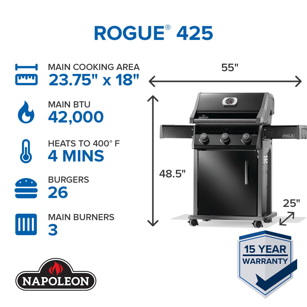 Napoleon Rogue 425 Propane Gas Grill Black R425PK-2 lifestyle view