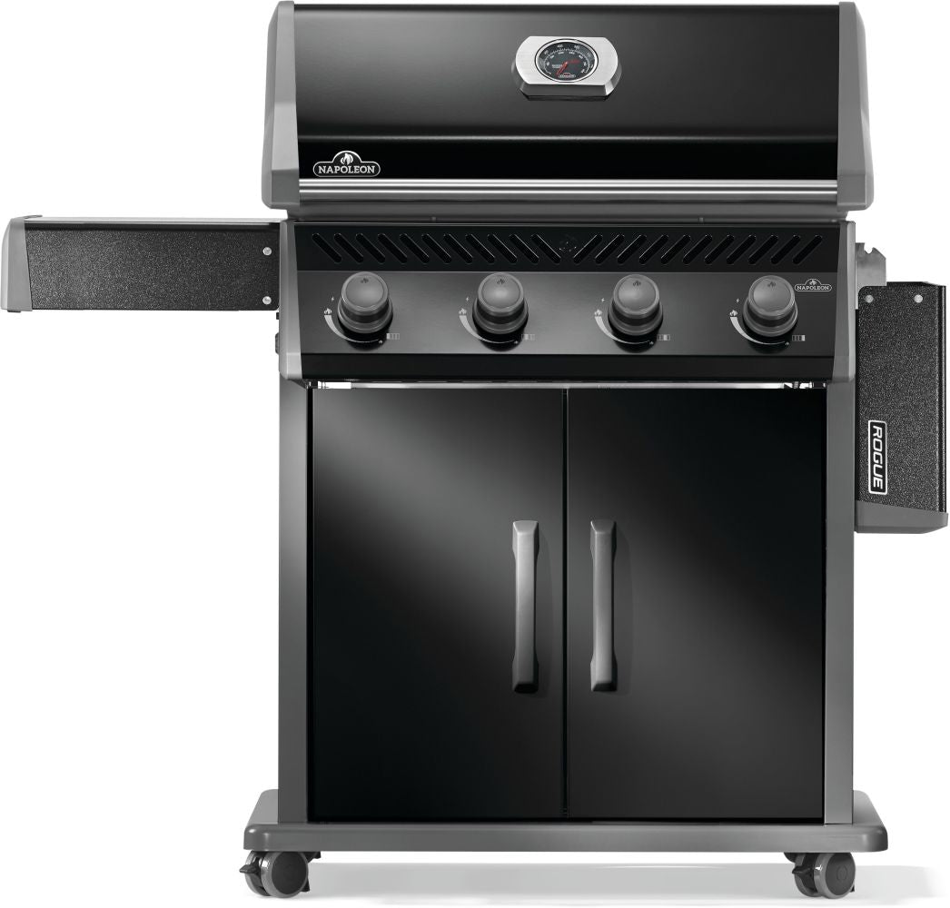 Napoleon Rogue 525 gas grill with folding shelves down