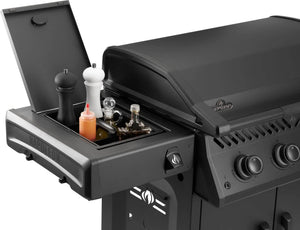 Napoleon Phantom Rogue PRO 30 griddle — Side-shelf ingredient caddy
