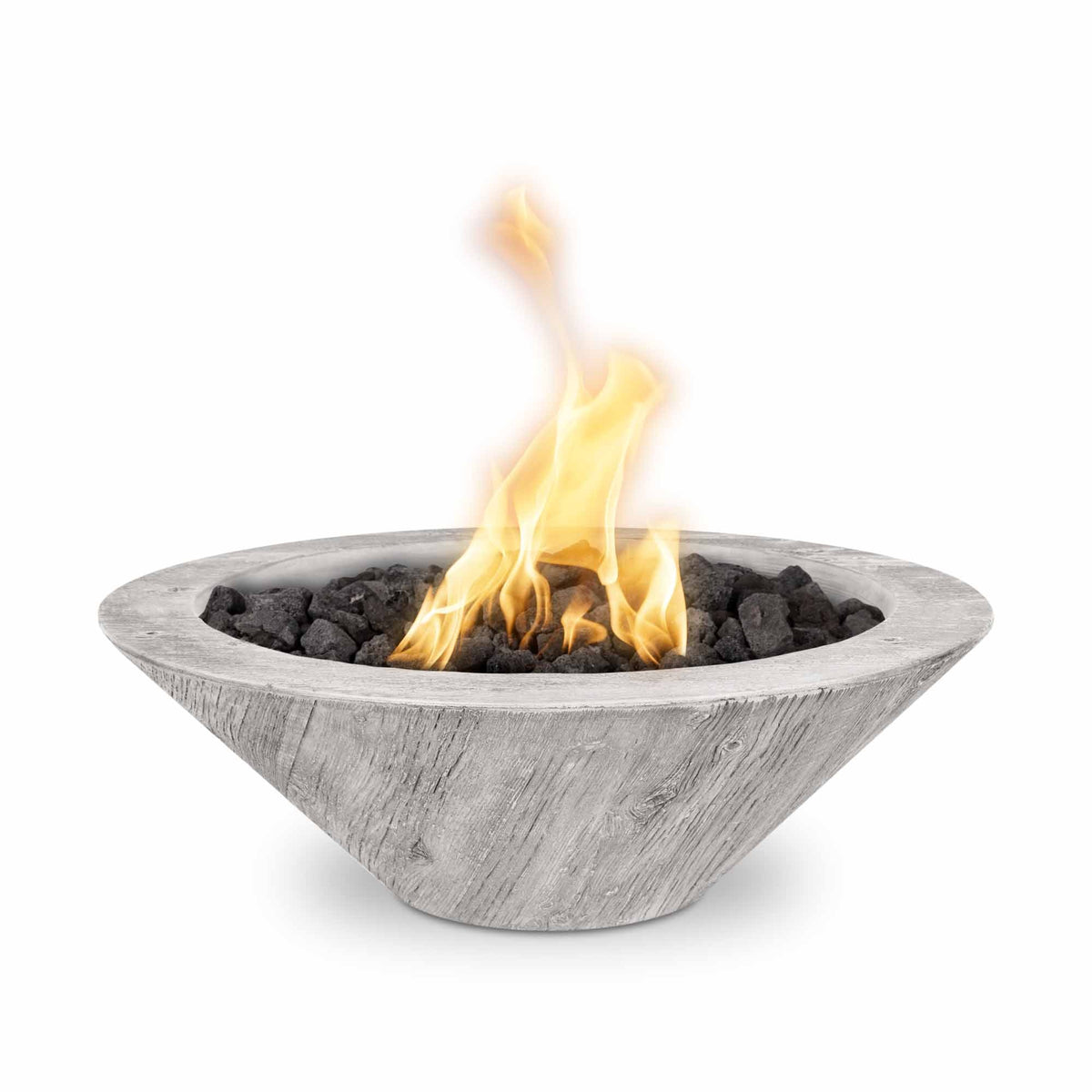 The Outdoor Plus Cazo Concrete Wood Grain Fire Bowl - Ivory