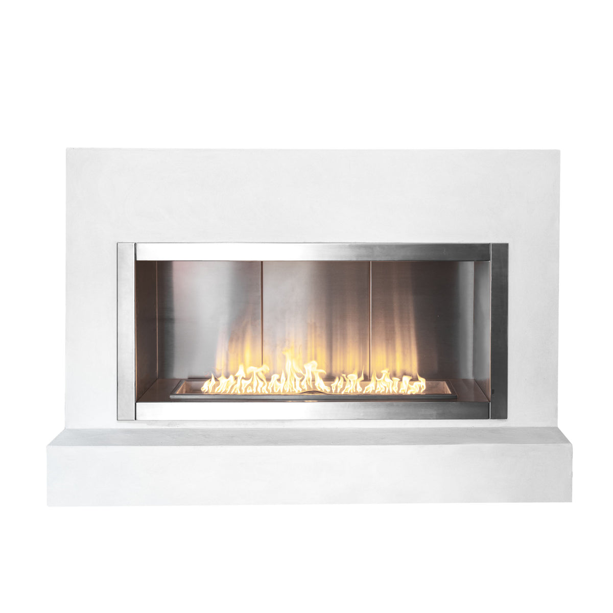 The Outdoor Plus Huntington outdoor fireplace enclosure and linear burner opening