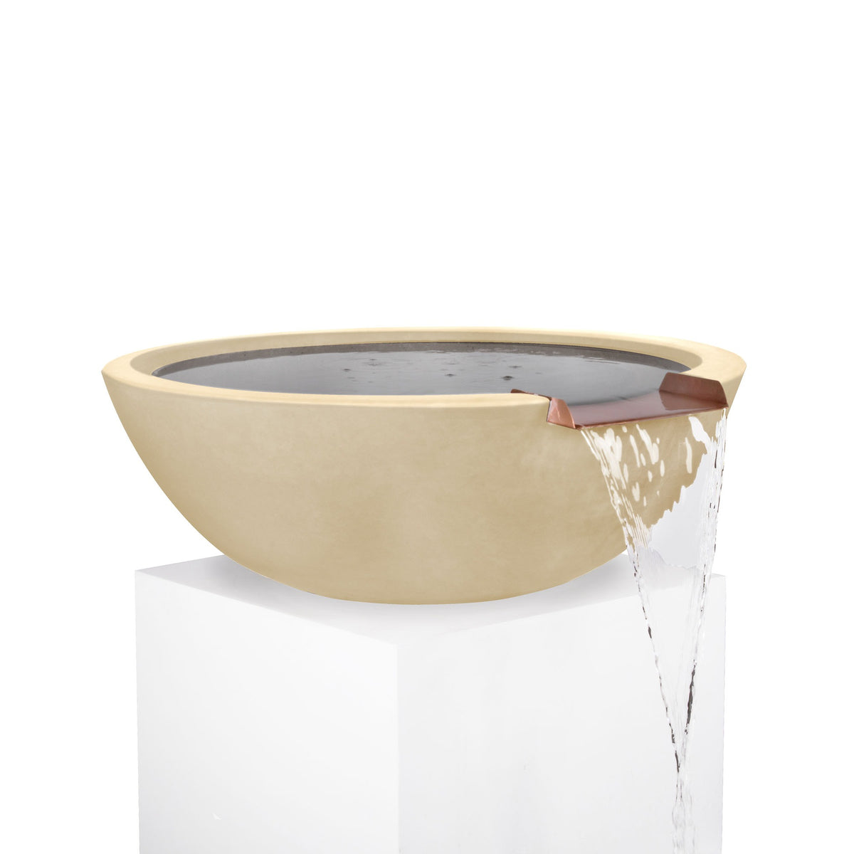 The Outdoor Plus Sedona Concrete GFRC Water Bowl - Vanilla