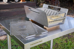 Tagwood BBQ BBQ07SS 304 Stainless Steel Table Top Warming Brazier with Acacia Wood